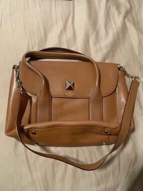 kate spade Tan Leather Satchel with Chain Strap